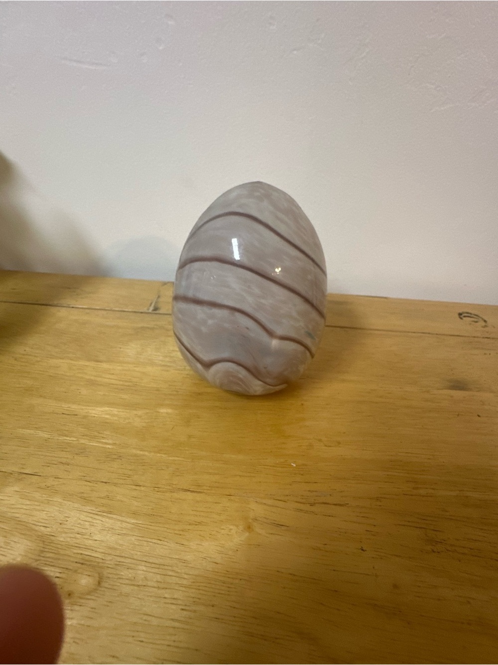 Hand blown glass Egg Décor in Soft Taupe
